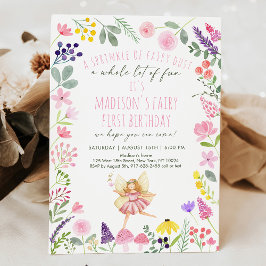 Invitación Fairy Garden Wildflower Primer cumpleaños