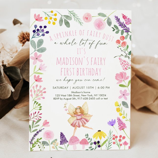 Invitación Fairy Garden Wildflower Primer cumpleaños (Subido por el creador)