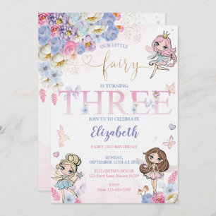 Invitación Fairy Magical Forest Garden Chica Fairy Birday