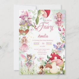 Invitación Fairy Mushroom Fairytale Magnífico Cumpleaños Pink