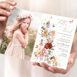 Invitación Fairy Princess Flower Garden Chicas foto de cumple<br><div class="desc">¡Flutter y twirl para el chica de cumpleaños! Estas hermosas invitaciones cuentan con coloridas flores de jardín,  pequeñas hadas mágicas y deliciosas mariposas. Personalice la invitación con sus detalles y si desea reorganizar el estilo y la ubicación del texto,  pulse el botón "Haga clic para más personalizares".</div>