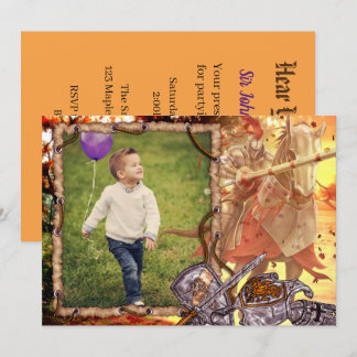 Invitación Fairy Tale Knight on Horse Photo Birday (Nacimient