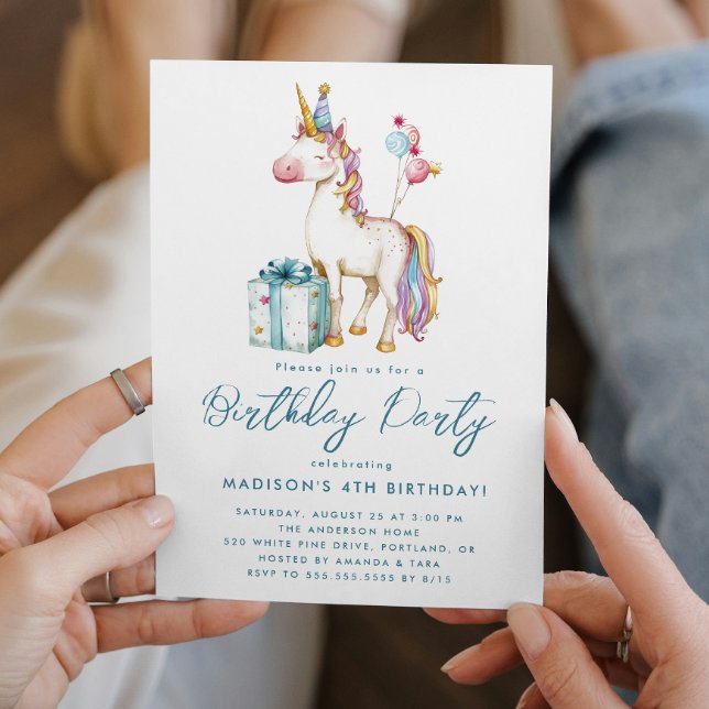 Invitación Fairy Tale Unicorn Pink Purple Birday Party (Subido por el creador)