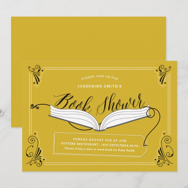 Invitación Fairy Tale Yellow Gold Shower (Anverso / Reverso)