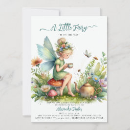 Invitación Fairy Tea Cup Wilhflower Mushroom Baby Shower
