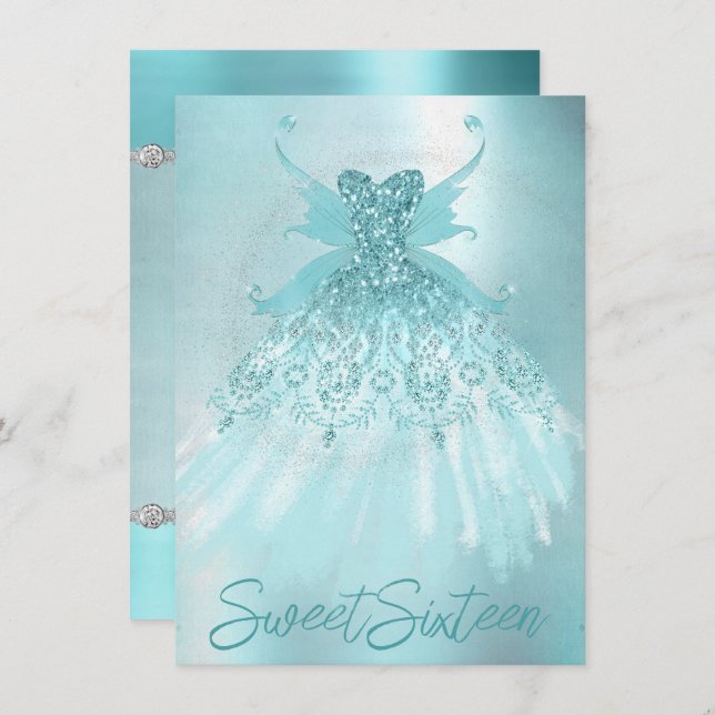 Invitación Fairy Wing Mint Gown | Luxe Pearl Green Aqua Sheen