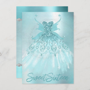 Invitación Fairy Wing Mint Gown   Luxe Pearl Green Aqua Sheen