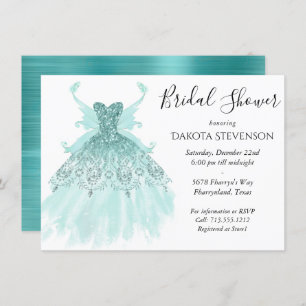 Invitación Fairy Wing Mint Gown Luxe Pearl Green Aqua Sheen