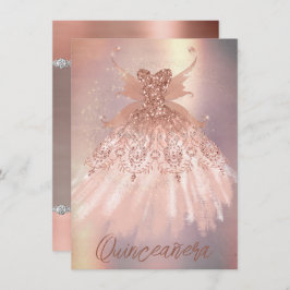 Invitación Fairy Wing Rosa Gold Gown | Terracotta Coral Sheen