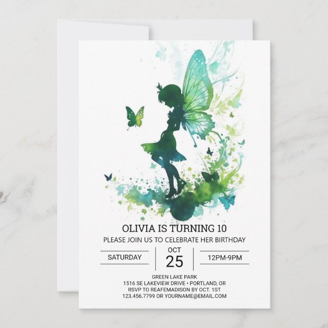 Invitación Fairycore Princesa Editable Celebración del Cumple (Anverso)