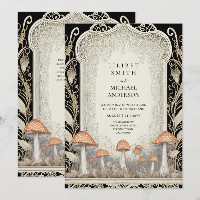 Invitación Fairytale Boda Fairycore Mushrooms Forest (Anverso / Reverso)