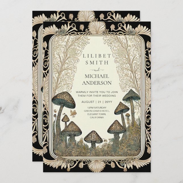Invitación Fairytale Boda Fairycore Mushrooms Forest (Anverso / Reverso)