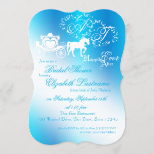 Invitación Fairytale Carrito Bridal Shower Peacock Blue