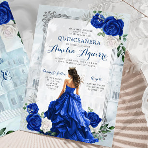 Invitación Fairytale Castillo Azul Real Elegante Quinceañera