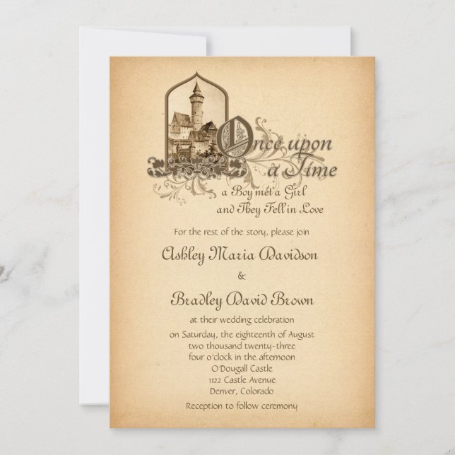Invitación Fairytale Castillo Medieval De Una Vez Al Boda (Anverso)