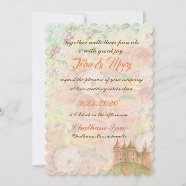 Invitación Fairytale Castle Floral Boda (Anverso)