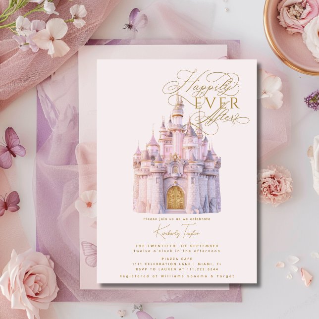 Invitación Fairytale Castle Storybook ducha de novia rosa (Subido por el creador)