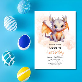 Invitación Fairytale Cute Baby Dragon Kids Cumpleaños