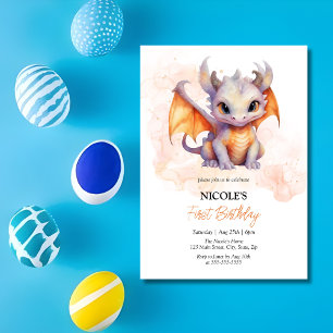Invitación Fairytale Cute Baby Dragon Kids Cumpleaños