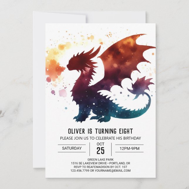 Invitación Fairytale Dragon Birday Digital (Anverso)