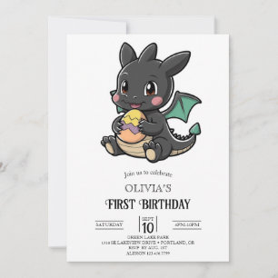 Invitación Fairytale Dragón Digital Simple Primer Cumpleaños