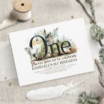 Invitación Fairytale Dragón Unicornio y el Castillo Primer Cu<br><div class="desc">Invitaciones a fiestas de cumpleaños de cuento de hadas con elementos acuáticos de historia encantada: dragón,  castillo,  unicornio blanco,  linterna,  luna y estrellas,  bosque mágico... </div>