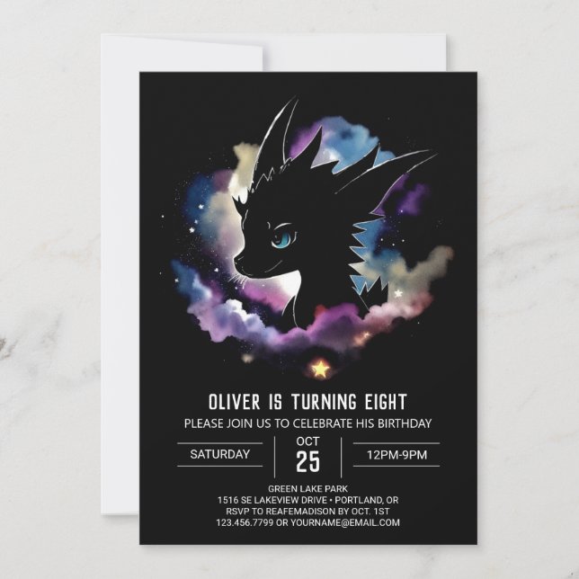 Invitación Fairytale Dragon's Magic Birthday (Anverso)