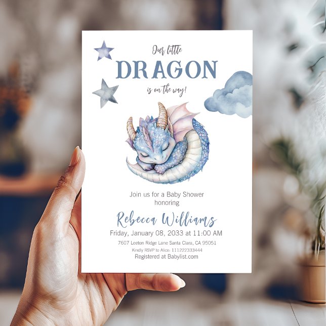 Invitación Fairytale Dreamy Blue Boy Dragon Baby Shower (Subido por el creador)