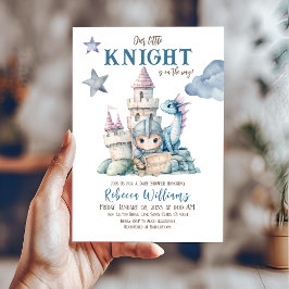 Invitación Fairytale Dreamy Dragon Blue Knight Baby Shower
