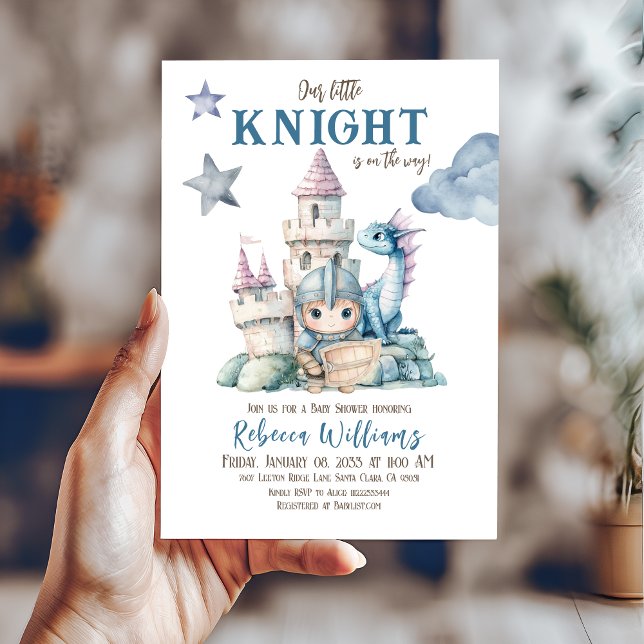 Invitación Fairytale Dreamy Dragon Blue Knight Baby Shower (Subido por el creador)