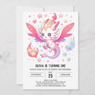 Invitación Fairytale Fiery Dragon 1er cumpleaños