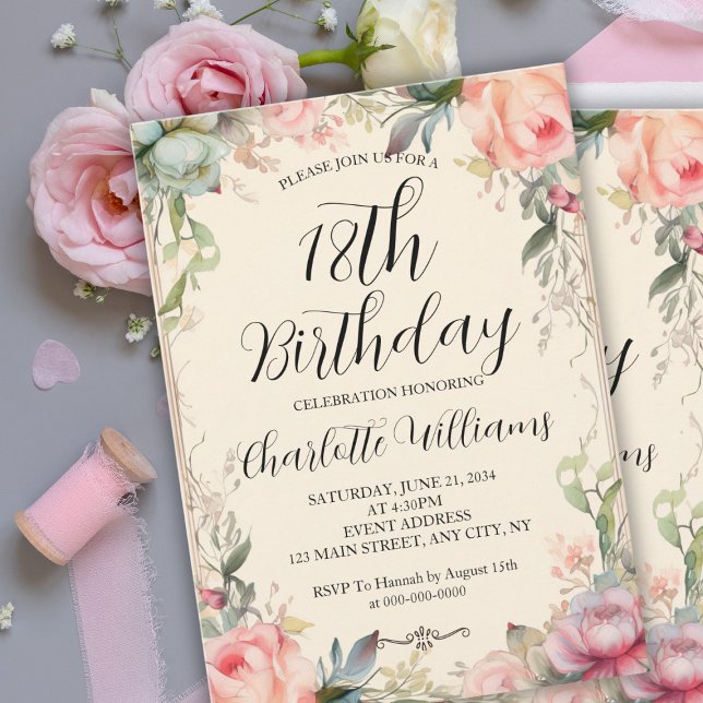 Invitación Fairytale Floral 18 cumpleaños (Fairytale Floral 18th Birthday Invitation
)