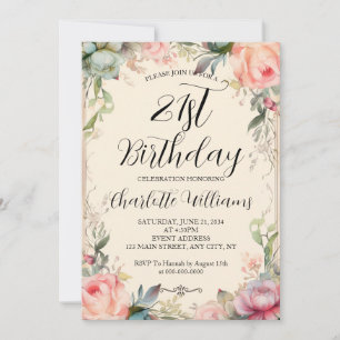 Invitación Fairytale Floral 21 cumpleaños