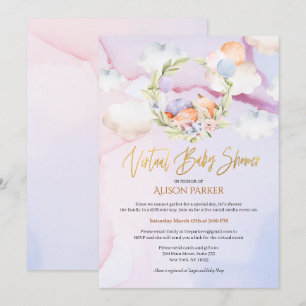 Invitación Fairytale Fox Pink Sky Dream   Baby Shower virtual
