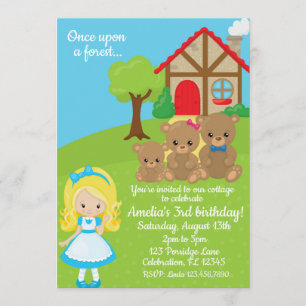 Invitación Fairytale Goldilocks and Bears Chicas Cumpleaños
