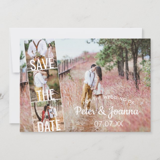 Invitación Fairytale Modern 5 Foto Guardar La Fecha Boda Inv (Anverso)