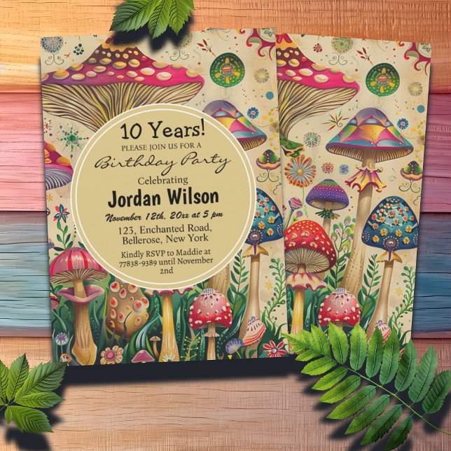 Invitación Fairytale Mushrooms 10.ª fiesta de cumpleaños (Subido por el creador)