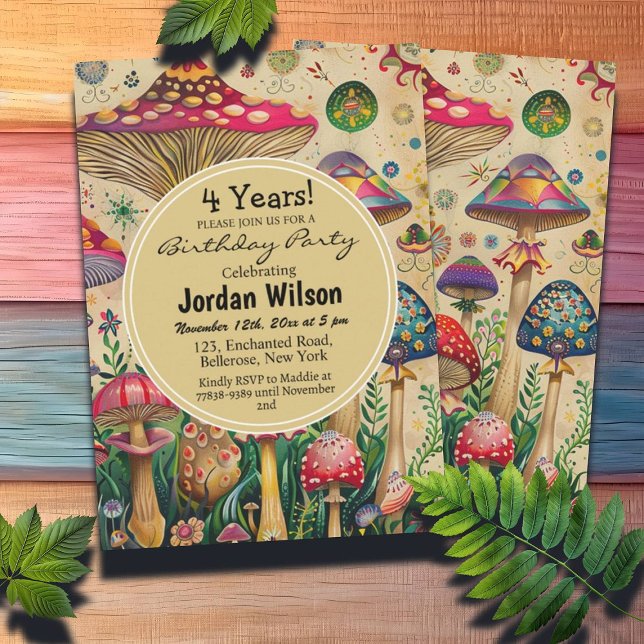 Invitación Fairytale Mushrooms 4 Fiesta de cumpleaños (Subido por el creador)