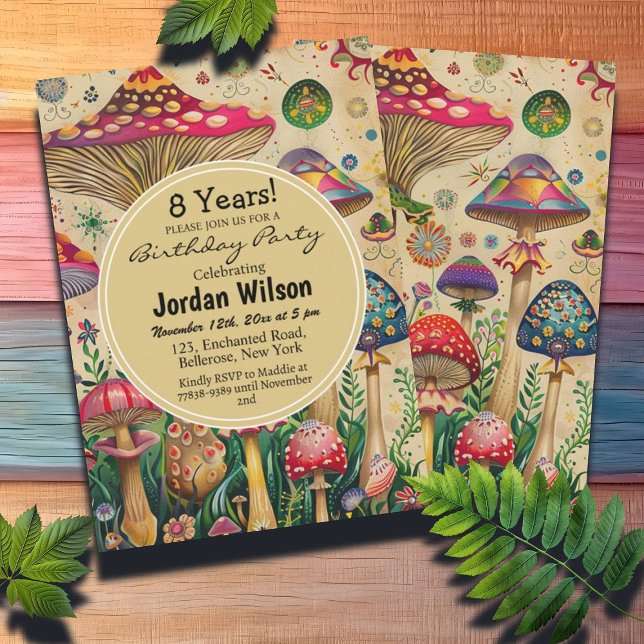 Invitación Fairytale Mushrooms 8 cumpleaños (Subido por el creador)
