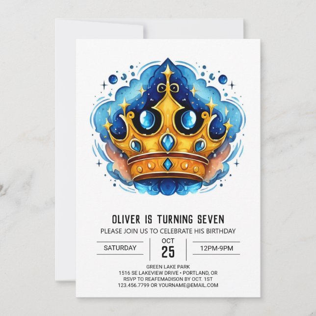 Invitación Fairytale Personalizado Príncipe Heredero Cumpleañ (Anverso)
