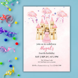 Invitación Fairytale Pink Castle Princess All Ages Birthday