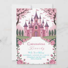 Invitación Fairytale Pink Castle Princess Birthday