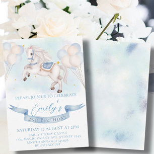 Invitación Fairytale Pony Star Balloon Fiesta de Nacimiento