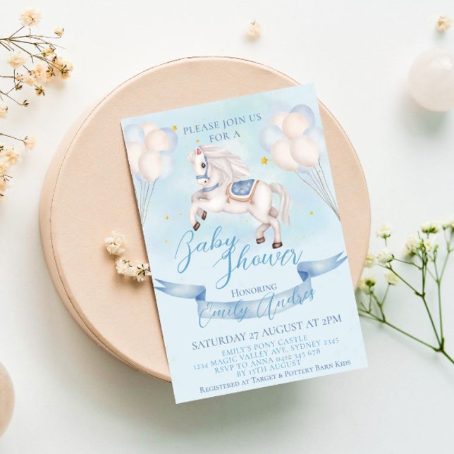 Invitación Fairytale Pony Star globa a Baby Shower Boy (Subido por el creador)