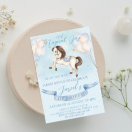Invitación Fairytale Pony Stars Blue Balloons Birday Party
