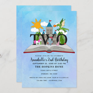 Invitación Fairytale Pop Up Libro Niños Segundo Cumpleaños