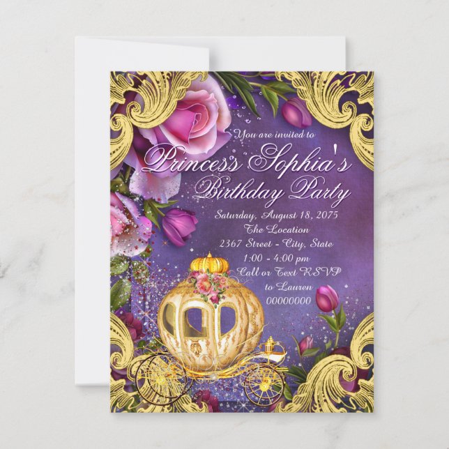 Invitación Fairytale Princess Birthday Party (Anverso)