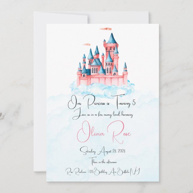 Invitación Fairytale Princess Castle Birday Party (Anverso)