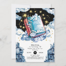 Invitación Fairytale simple libro de historias encantado Cump