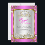 Invitación Fairytale Sweet 16 16th Birthday Hot Pink Gold<br><div class="desc">Rosa caliente y oro, Princesa Magica Dulce 16, Dulce Dieciséis Fiesta de Cumpleaños. Marco de encaje blanco Tiara Plata Plata Floral blanca dorada y plateada. Con caballo de cuento de hadas y carruaje. Fiesta de Princesa fiesta para mujeres o chica. Invitación Uso formal para cualquier Personalizar de invitación a eventos...</div>